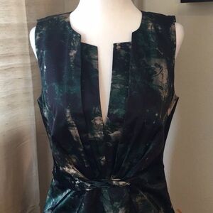 Elie Tahari Black and Green Sleeveless Dress